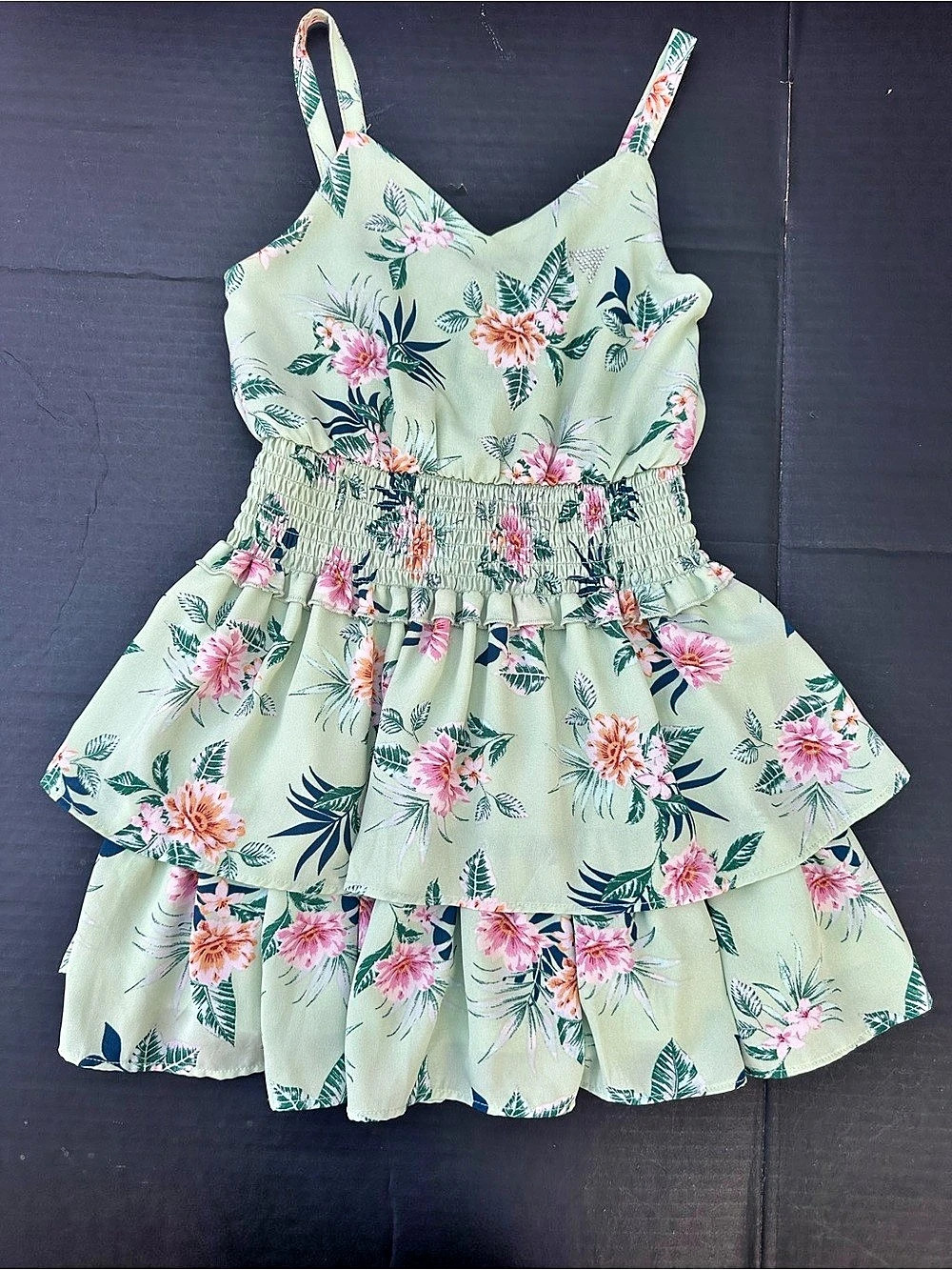 Guess Girls Floral Tiered Dress Size 7 Like New